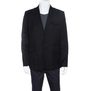 Pre Owned Balenciaga Black Wool Two Button Blazer XL