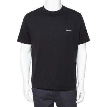 Pre Owned Balenciaga Black Cotton Lowercase Logo Print T Shirt XXL