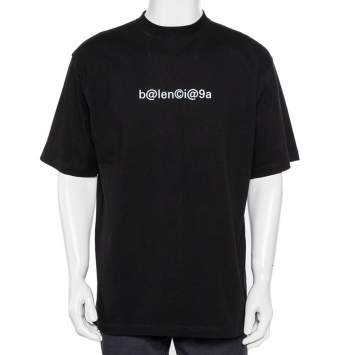 Pre Owned Balenciaga Black Symbolic Logo Printed Oversized T-Shirt XS