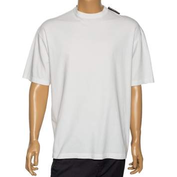 Pre Owned Balenciaga White Cotton Short Sleeve Oversized T-Shirt XS