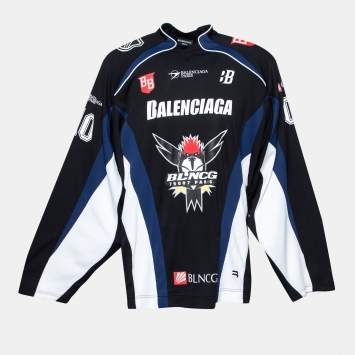 Pre Owned Balenciaga Color Block Paneled Logo Printed Mesh Jersey Hockey T-Shirt XXS