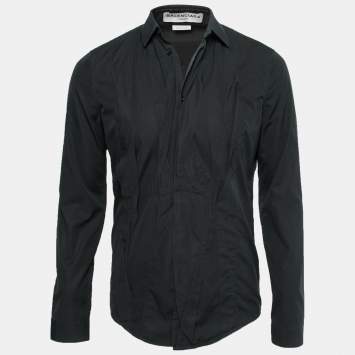 Pre Owned Balenciaga Black Cotton Button Front Shirt S