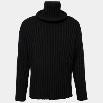 Pre Owned Balenciaga Black Wool Ribbed Turtleneck Sweater S