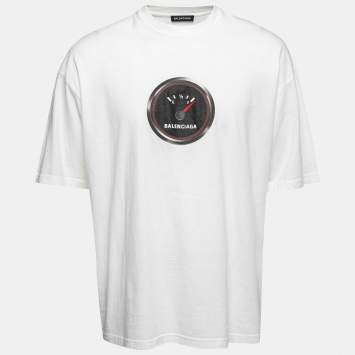 Pre Owned Balenciaga White Cotton Fuel Gauge Graphic Print T-Shirt M