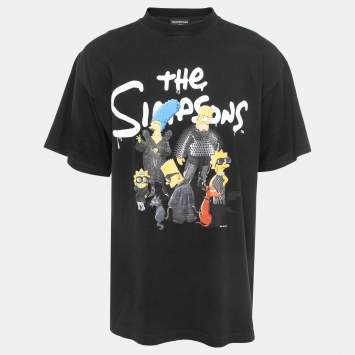 Pre Owned Balenciaga Black Cotton The Simpsons Printed T-Shirt One Size