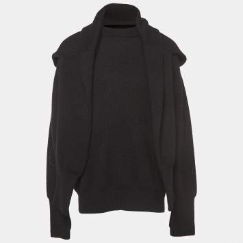 Pre Owned Balenciaga Black Wool Double Long Sleeve Round Neck Sweater M