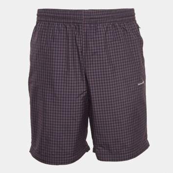 Pre Owned Balenciaga Navy Blue/Red Checked Nylon Drawstring Shorts M