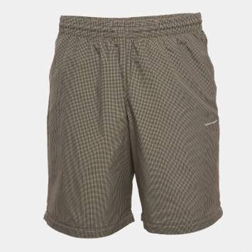 Pre Owned Balenciaga Navy Blue/Tan Checked Nylon Drawstring Shorts M