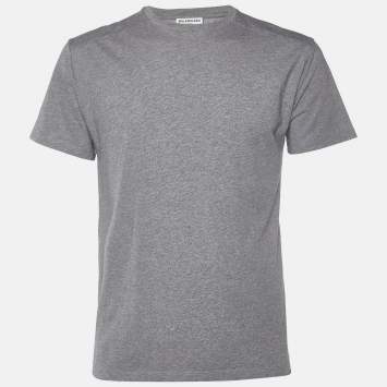 Pre Owned Balenciaga Grey Logo Print Cotton Crew Neck T-Shirt S