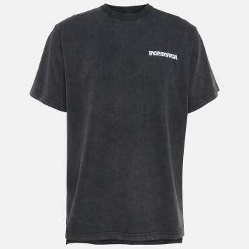 Pre Owned Balenciaga Grey Embroidered Cotton T-Shirt XL