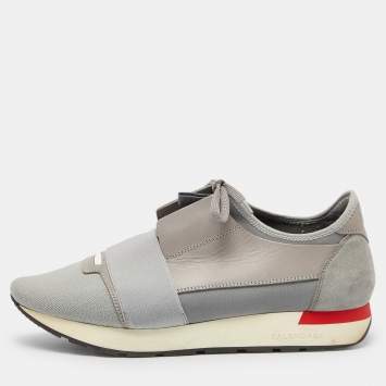 Pre Owned Balenciaga Multicolor Leather and Mesh Race Runner Low Top Sneakers Size 42