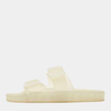 Pre Owned Balenciaga Transparent Rubber Flat Slides Size 43