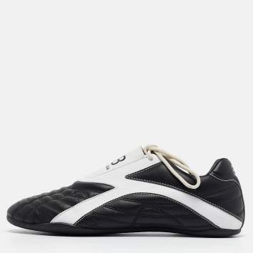 Pre Owned Balenciaga Black/White Faux Leather Zen Sneakers Size 40
