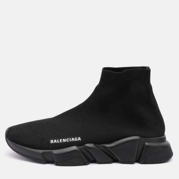 Pre Owned Balenciaga Black Knit Fabric Speed 2.0 Sock Sneakers Size 41
