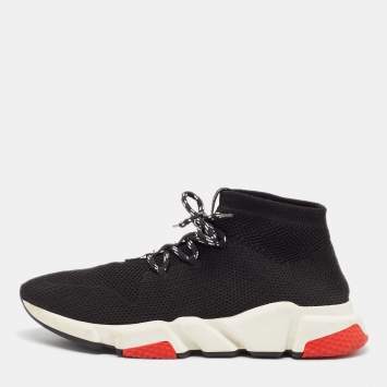 Pre Owned Balenciaga Black Knit Fabric Speed Trainer Sneakers Size 43