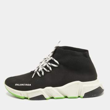 Pre Owned Balenciaga Black Fabric Speed 2.0 High Top Sneakers Size 41