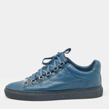 Pre Owned Balenciaga Blue Leather Arena Lace Up Sneakers Size 41