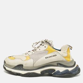 Pre Owned Balenciaga Multicolor Mesh and Nubuck Leather Triple S Lace Up Sneakers Size 46