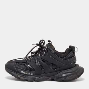 Pre Owned Balenciaga Black Fabric and Mesh Track Sneakers Size 39