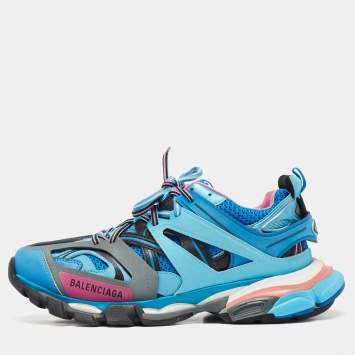 Pre Owned Balenciaga Multicolor Faux Leather and Mesh Track Lace Up Sneakers Size 41