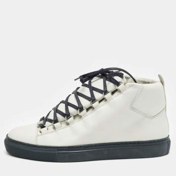 Balenciaga Grey Leather Arena High Top Sneakers Size 40