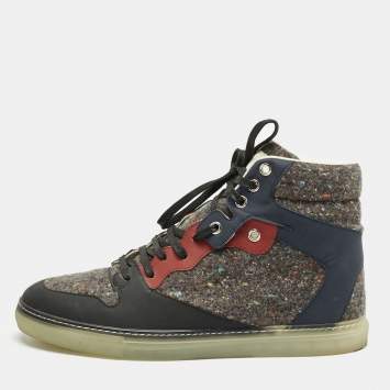Balenciaga Multicolor Leather and Wool High Top Sneakers Size 40
