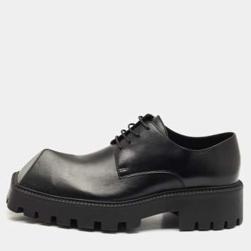 Pre Owned Balenciaga Black Leather Rhino Derby Size 42