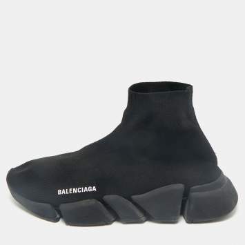 Balenciaga Black Knit Fabric Speed Trainer Sneakers Size 43