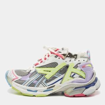 Balenciaga Multicolor Mesh and Faux Leather Runner Sneakers Size 41