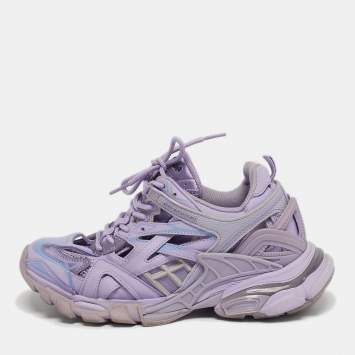 Pre Owned Balenciaga Track 2 Size 38 Purple Leather and Rubber Lace Up Sneakers