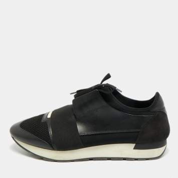 مملوكة مسبقًا Balenciaga Race Runner Size 43 Black Leather and Suede Low Top Sneakers