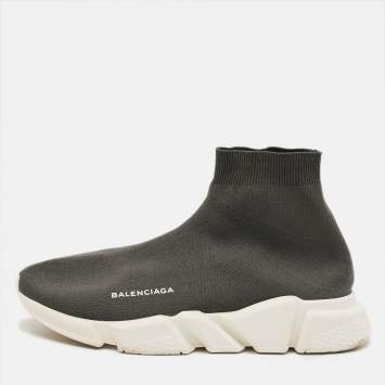 مملوكة مسبقًا Balenciaga Speed Size 42 Grey Knit Fabric High Top Sneakers