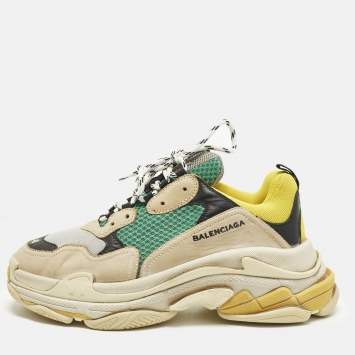 Pre Owned Balenciaga Triple S Size 43 Multicolor Mesh and Nubuck Leather Lace Up Sneakers