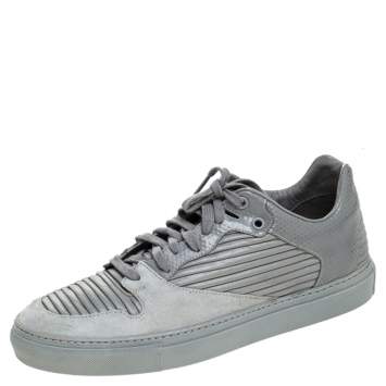 Pre Owned Balenciaga Grey Leather And Suede Low Top Sneaker Size 41