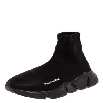 Pre Owned Balenciaga Black Knit Speed High Top Sneakers Size 40