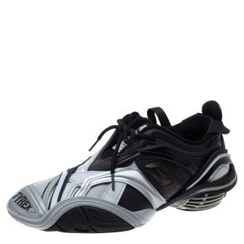 مملوكة مسبقًا Balenciaga Black/Grey Leather and Rubber Tyrex 2020 Sneakers Size 42
