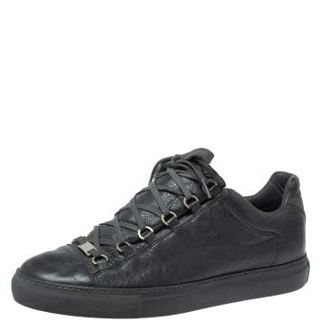 Pre Owned Balenciaga Grey Leather Arena Low Top Sneakers Size 43