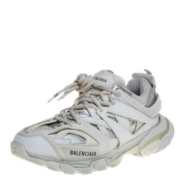 Pre Owned Balenciaga White Leather And Mesh Track Trainers Sneakers Size 42