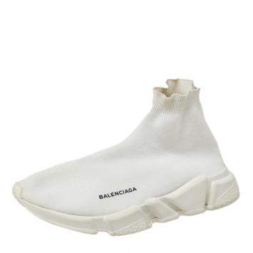 Pre Owned Balenciaga White Knit Speed Trainer Sneakers Size 44