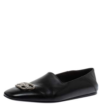 Pre Owned Balenciaga Black Leather BB Cosy Loafer Size 41