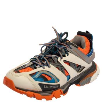 Pre Owned Balenciaga Multicolor Mesh And Leather Track Lace Up Sneakers Size 43