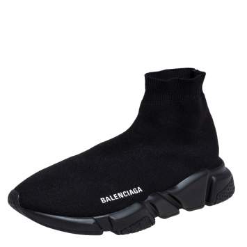 Pre Owned Balenciaga Black Knit Fabric Speed Slip On Sneakers Size 40