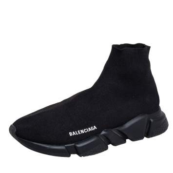 مملوكة مسبقًا Balenciaga Black Stretch Knit Speed Trainers Size EU 43