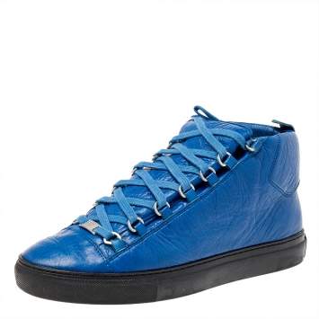مملوكة مسبقًا Balenciaga Blue Leather High Top Sneakers Size 43