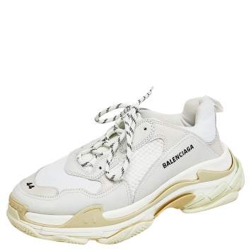 Pre Owned Balenciaga Multicolor Leather And Mesh Triple S Low Top Sneakers Size 44