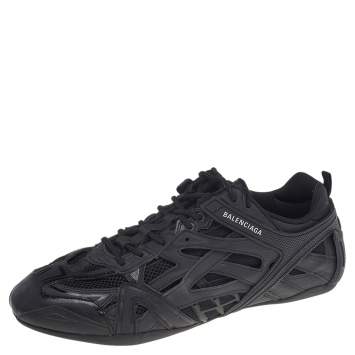 Pre Owned Balenciaga Black Leather And Mesh Drive Sneakers Size 43