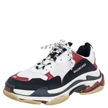 Pre Owned Balenciaga Multicolor Mesh, Nubuck And Leather Triple S Platform Sneakers Size 45