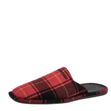 Pre Owned Balenciaga Red-Black Fabric Mules Size 43