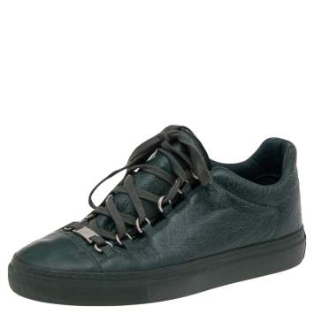 Pre Owned Balenciaga Dark Green Leather Arena Low Top Sneakers Size 39