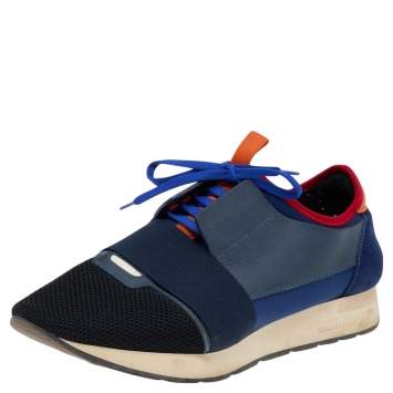Pre Owned Balenciaga Multicolor  Mesh/Suede/Leather/Stretch Fabric Race Runner Sneakers Size 44